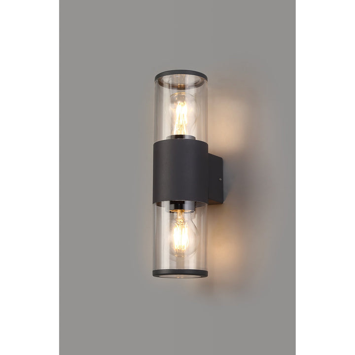 Nelson Lighting NL7776/CL9 Marc Outdoor Wall Lamp 2 Light Anthracite/Clear