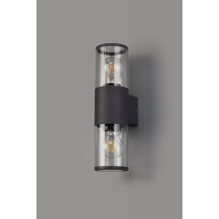 Nelson Lighting NL7776/CL9 Marc Outdoor Wall Lamp 2 Light Anthracite/Clear