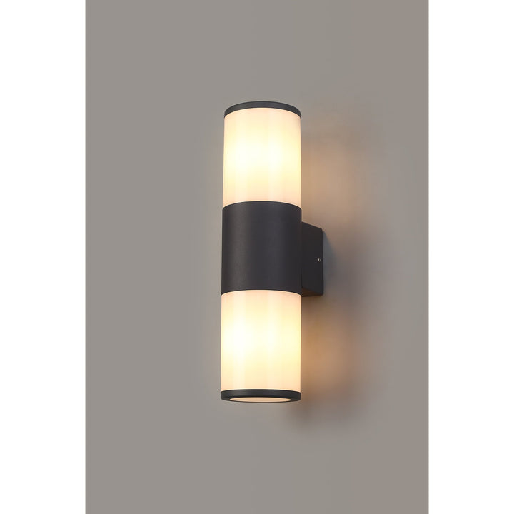 Nelson Lighting NL7776/OP9 Marc Outdoor Wall Lamp 2 Light Anthracite/Opal