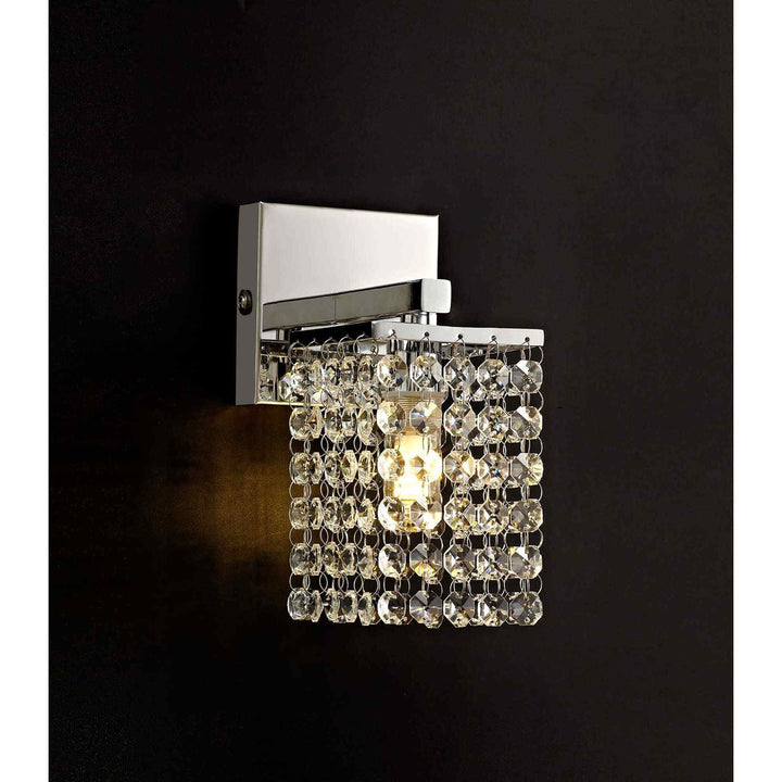 Nelson Lighting NL70559 Marie Bathroom Wall Lamp 1 Light Polished Chrome/Crystal