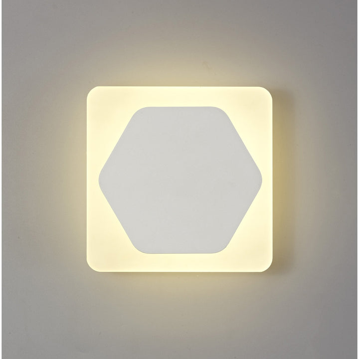 Nelson Lighting NLK04029 Modena Magnetic Base Wall Lamp LED 15cm Hexagonal 19cm Square White/ Frosted Diffuser