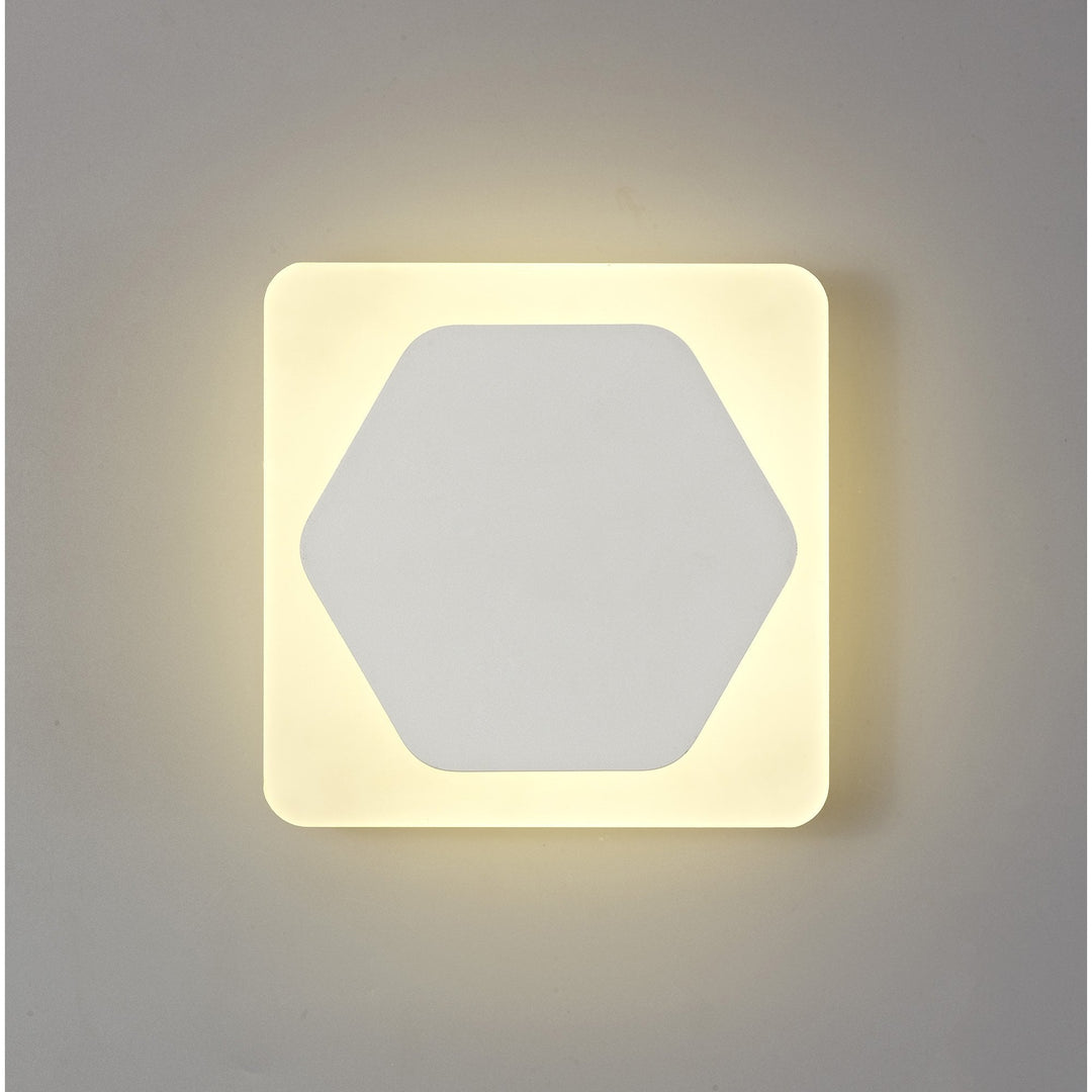 Nelson Lighting NLK04029 Modena Magnetic Base Wall Lamp LED 15cm Hexagonal 19cm Square White/ Frosted Diffuser