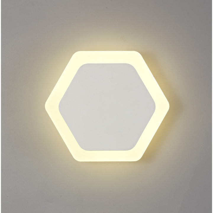 Nelson Lighting NLK04089 Modena Magnetic Base Wall Lamp LED 15/19cm Hexagonal Centre White