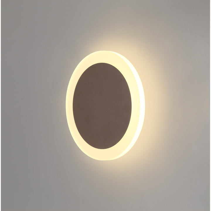 Nelson Lighting NLK04269 Modena Magnetic Base Wall Lamp LED 15/19cm Round Centre Coffee/Acrylic Frosted Diffuser
