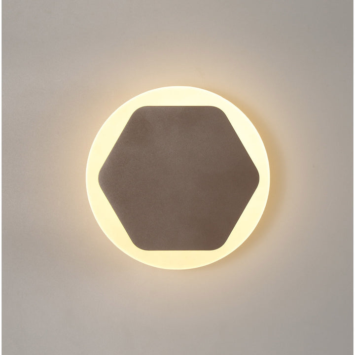 Nelson Lighting NLK04309 Modena Magnetic Base Wall Lamp LED 15cm Hexagonal 19cm Round Centre Coffee