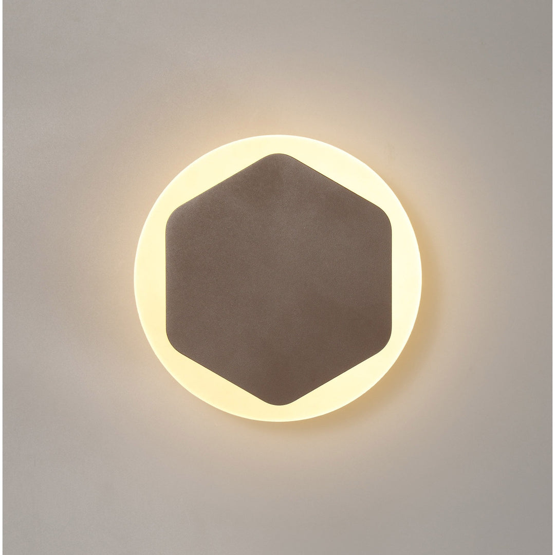 Nelson Lighting NLK04319 Modena Magnetic Base Wall Lamp LED 15cm Hexagonal 19cm Round Coffee