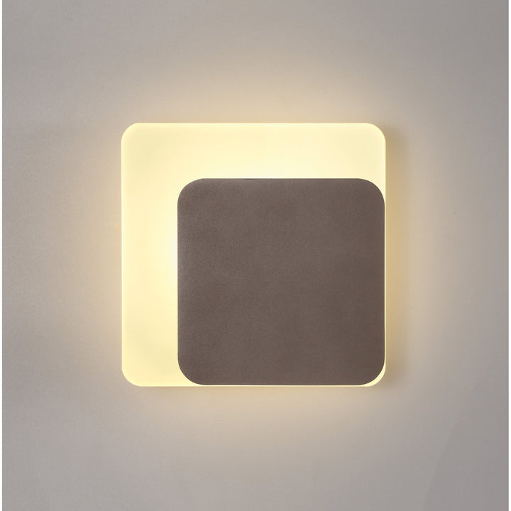 Nelson Lighting NLK04349 Modena Magnetic Base Wall Lamp LED 15/19cm Square Right Offset Coffee/ Frosted Diffuser