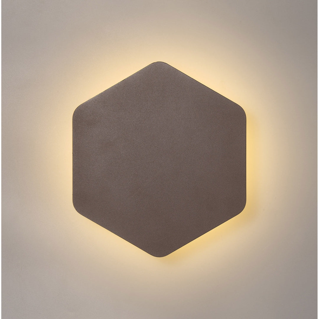 Nelson Lighting NLK04439 Modena Magnetic Base Wall Lamp LED 20/19cm Hexagonal Coffee/ Frosted Diffuser