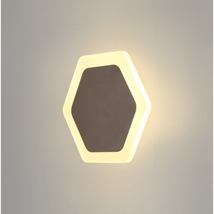 Nelson Lighting NLK04459 Modena Magnetic Base Wall Lamp LED 15/19cm Hexagonal Centre Coffee/ Frosted Diffuser
