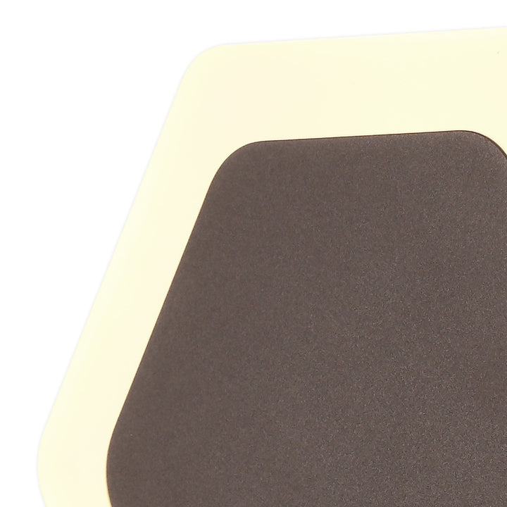Nelson Lighting NLK04459 Modena Magnetic Base Wall Lamp LED 15/19cm Hexagonal Centre Coffee/ Frosted Diffuser