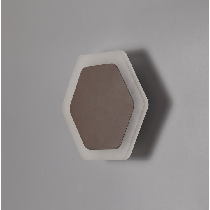 Nelson Lighting NLK04459 Modena Magnetic Base Wall Lamp LED 15/19cm Hexagonal Centre Coffee/ Frosted Diffuser