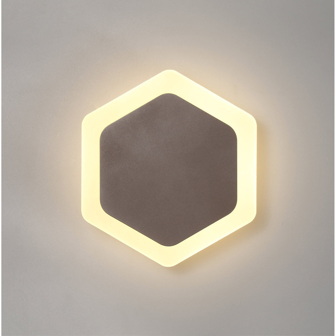 Nelson Lighting NLK04469 Modena Magnetic Base Wall Lamp LED 15/19cm Hexagonal Coffee/ Frosted Diffuser