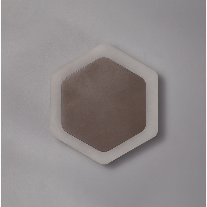 Nelson Lighting NLK04469 Modena Magnetic Base Wall Lamp LED 15/19cm Hexagonal Coffee/ Frosted Diffuser