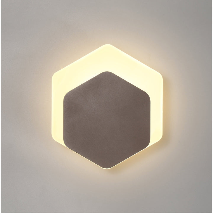Nelson Lighting NLK04479 Modena Magnetic Base Wall Lamp LED 15/19cm Hexagonal Bottom Offset Coffee