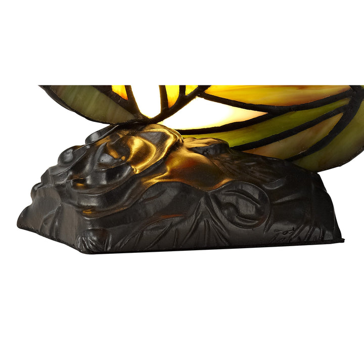 Nelson Lighting NL72999 Monty Tiffany Butterfly Table Lamp 1 Light Black Base Green/Red Glass Clear Crystal