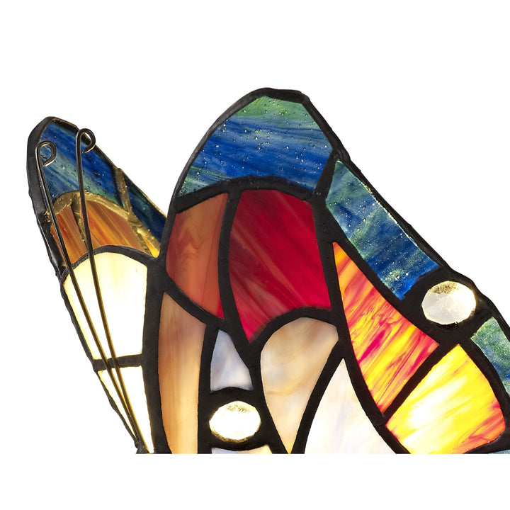 Nelson Lighting NL73019 Monty Tiffany Butterfly Table Lamp 1 Light Black Base Blue/Brown Glass Clear Crystal
