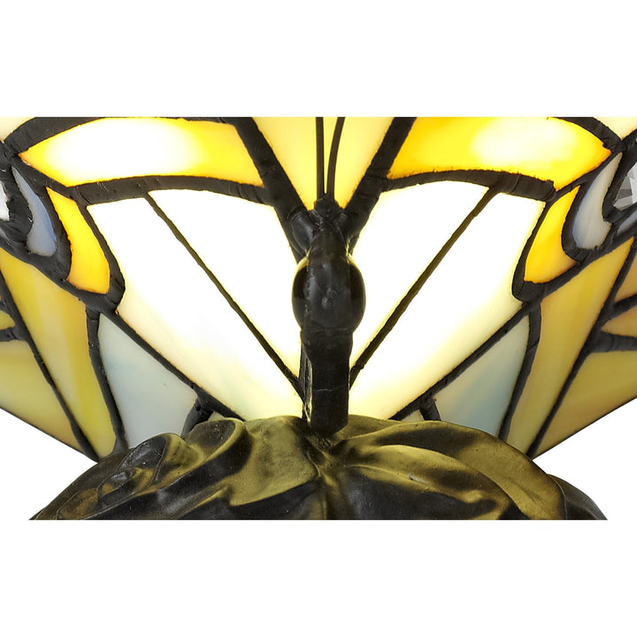 Nelson Lighting NL73029 Monty Tiffany Butterfly Table Lamp 1 Light Black Base Red/Yellow/Blue