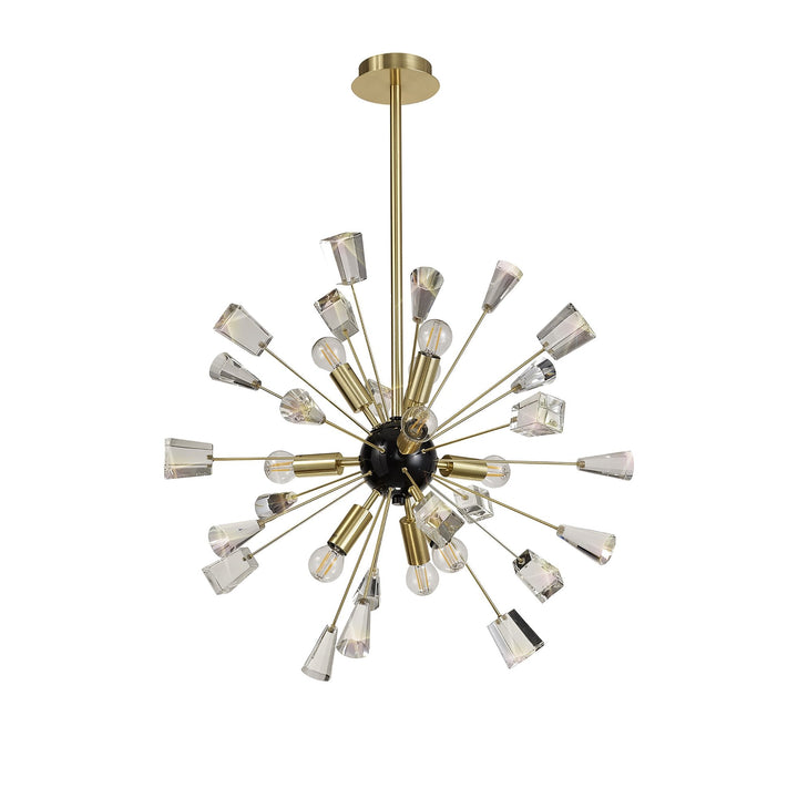 Nelson Lighting NL73939 Nellie Pendant Sputnik 9 Light Brushed Gold & Gloss Black/Crystal