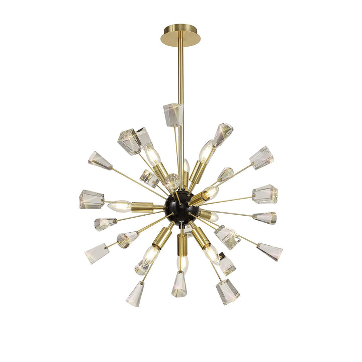 Nelson Lighting NL73939 Nellie Pendant Sputnik 9 Light Brushed Gold & Gloss Black/Crystal