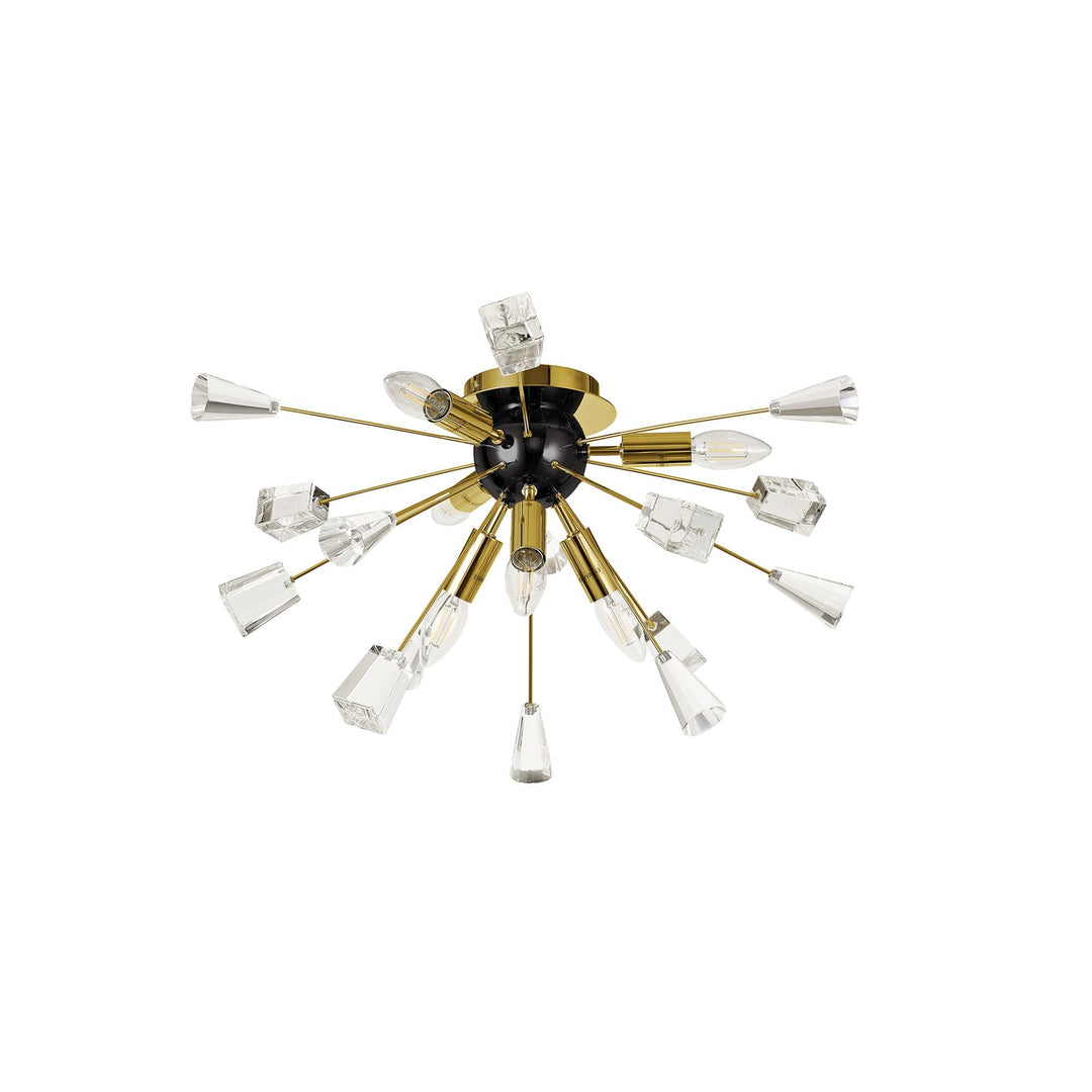 Nelson Lighting NL80629 Nellie Ceiling Sputnik 6 Light Brushed Gold & Gloss Black/Crystal
