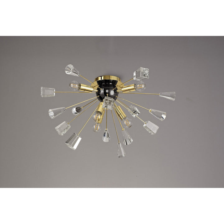 Nelson Lighting NL80629 Nellie Ceiling Sputnik 6 Light Brushed Gold & Gloss Black/Crystal