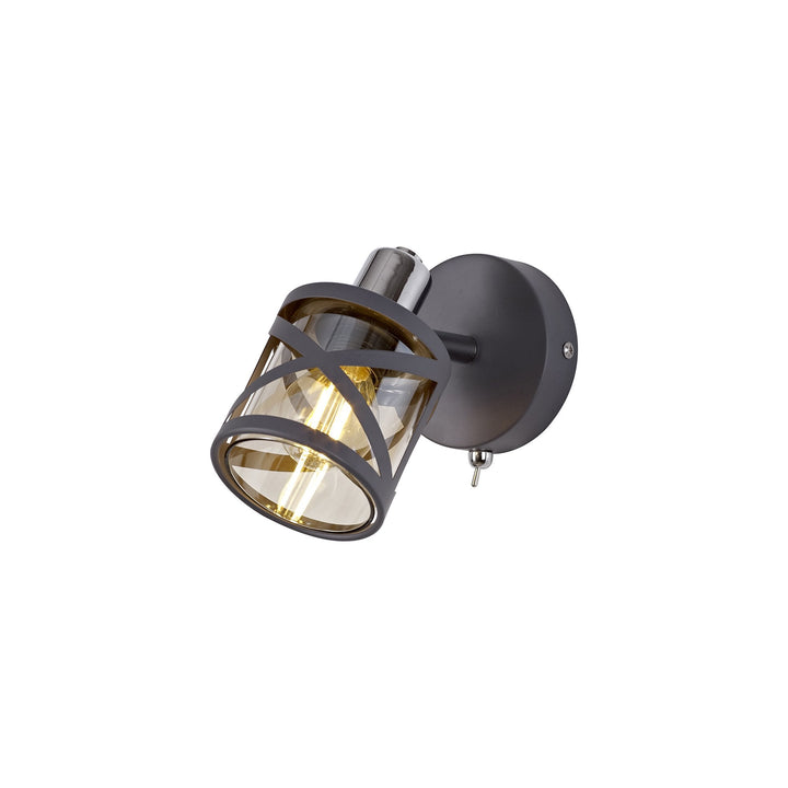 Nelson Lighting NL81119 Nivarna 1 Light Spot Light Matt Grey/Polished Chrome/Cognac