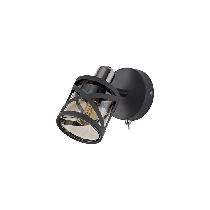 Nelson Lighting NL81119 Nivarna 1 Light Spot Light Matt Grey/Polished Chrome/Cognac