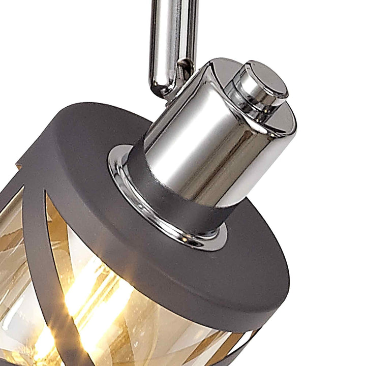 Nelson Lighting NL81139 Nivarna 4Bar Light Spot Light Matt Grey/Polished Chrome/Cognac