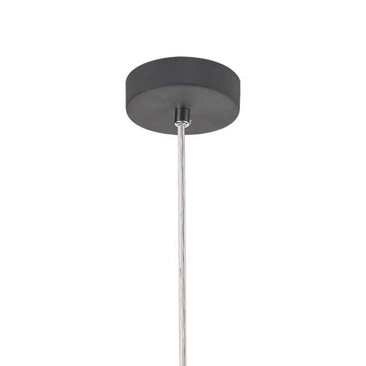 Nelson Lighting NL81149 Nivarna 1 Light Pendant Matt Grey/Polished Chrome/Cognac