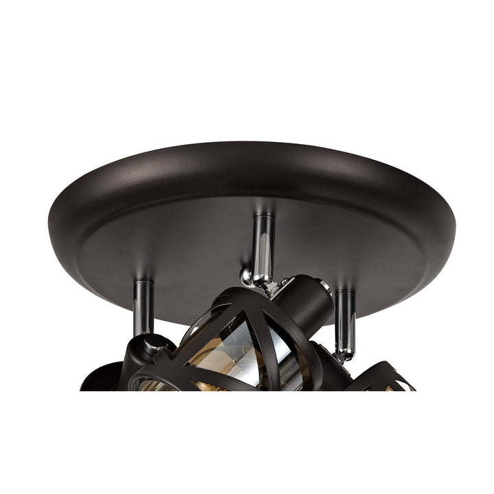 Nelson Lighting NL81449 Nivarna 3 Light Round Spot Light Oiled Bronze/Polished Chrome/Amber