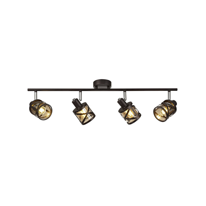 Nelson Lighting NL81459 Nivarna 4 Light Bar Spot Light Oiled Bronze/Polished Chrome/Amber