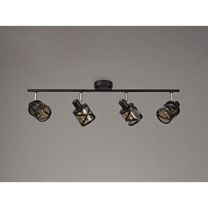 Nelson Lighting NL81459 Nivarna 4 Light Bar Spot Light Oiled Bronze/Polished Chrome/Amber