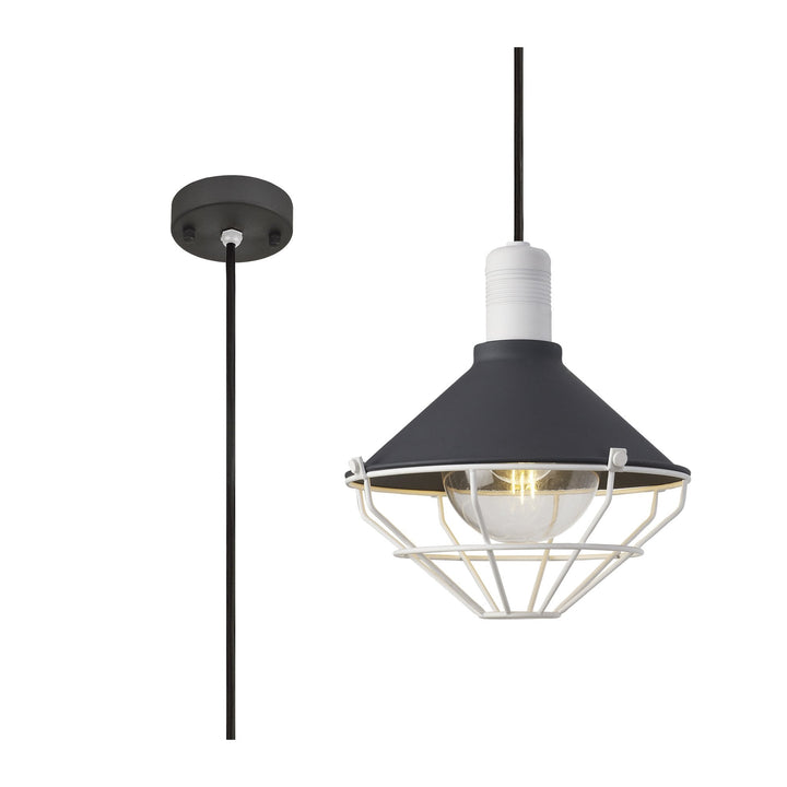 Nelson Lighting NL78449 Onaka Outdoor Pendant 1 Light Antracite/Matt White