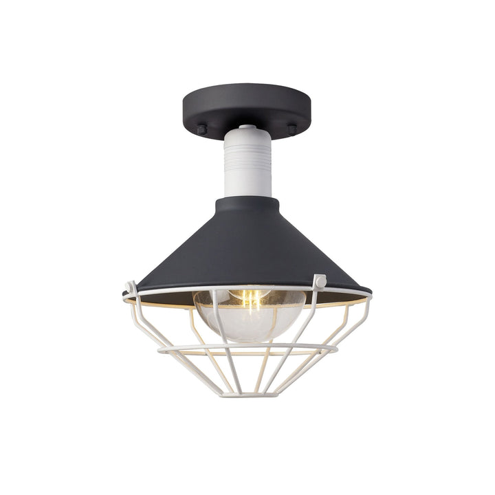 Nelson Lighting NL78459 Onaka Outdoor Semi-Flush Ceiling 1 Light Antracite/Matt White