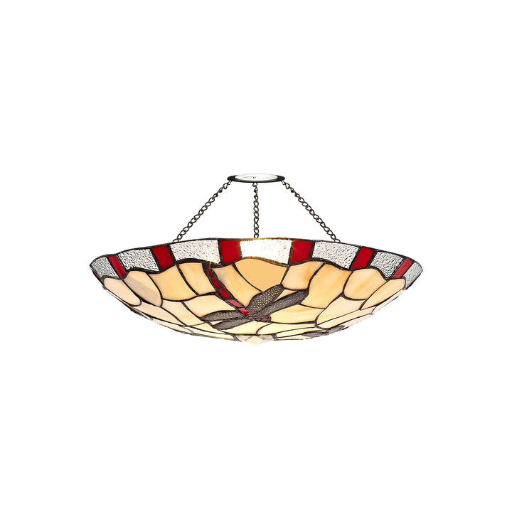 Nelson Lighting NL72559 Oonagh 35cm Tiffany Non-electric Up Lighter Shade Red/Cream/Clear Crystal