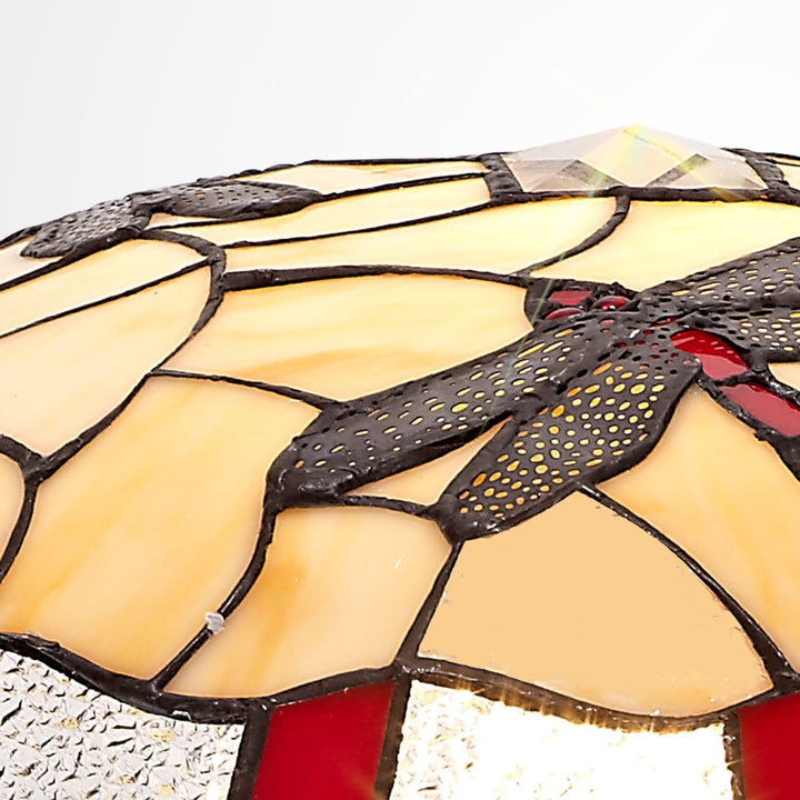 Nelson Lighting NL72559 Oonagh 35cm Tiffany Non-electric Up Lighter Shade Red/Cream/Clear Crystal