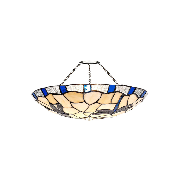 Nelson Lighting NL72569 Oonagh 35cm Tiffany Non-electric Up Lighter Shade Rich Blue/Cream/Clear Crystal