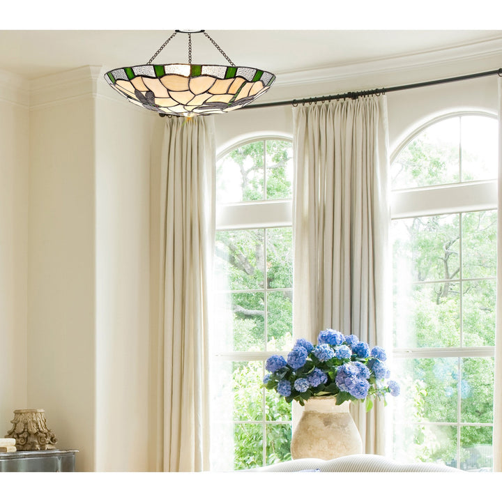 Nelson Lighting NL72569 Oonagh 35cm Tiffany Non-electric Up Lighter Shade Rich Blue/Cream/Clear Crystal