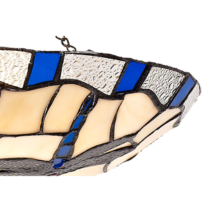 Nelson Lighting NL72569 Oonagh 35cm Tiffany Non-electric Up Lighter Shade Rich Blue/Cream/Clear Crystal