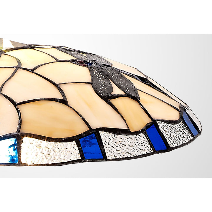 Nelson Lighting NL72569 Oonagh 35cm Tiffany Non-electric Up Lighter Shade Rich Blue/Cream/Clear Crystal