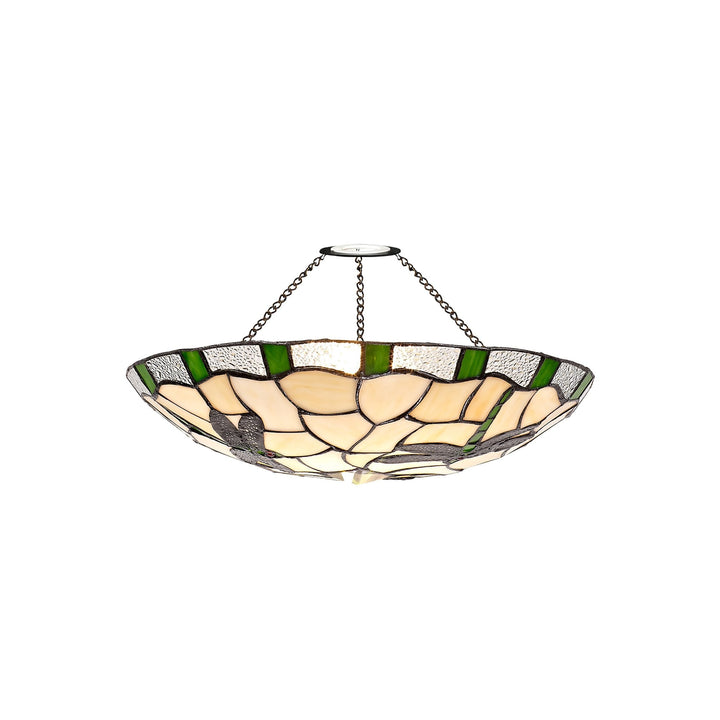 Nelson Lighting NL72579 Oonagh 35cm Tiffany Non-electric Up Lighter Shade Green/Cream/Clear Crystal