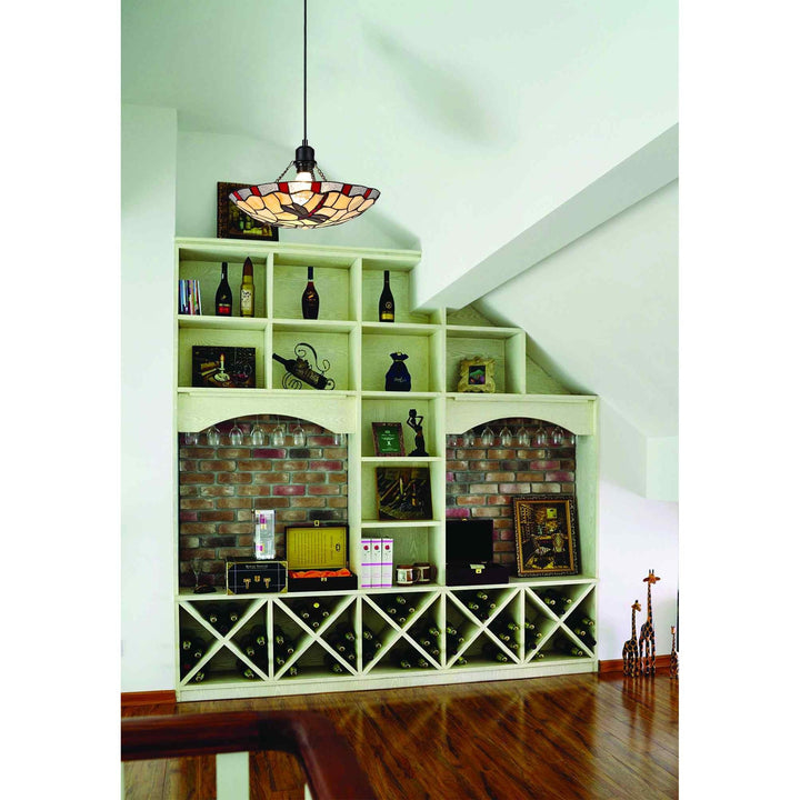 Nelson Lighting NL72579 Oonagh 35cm Tiffany Non-electric Up Lighter Shade Green/Cream/Clear Crystal