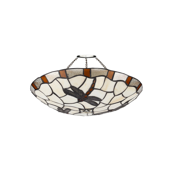 Nelson Lighting NL72589 Oonagh 35cm Tiffany Non-electric Up Lighter Shade Amber/Cream/Clear Crystal