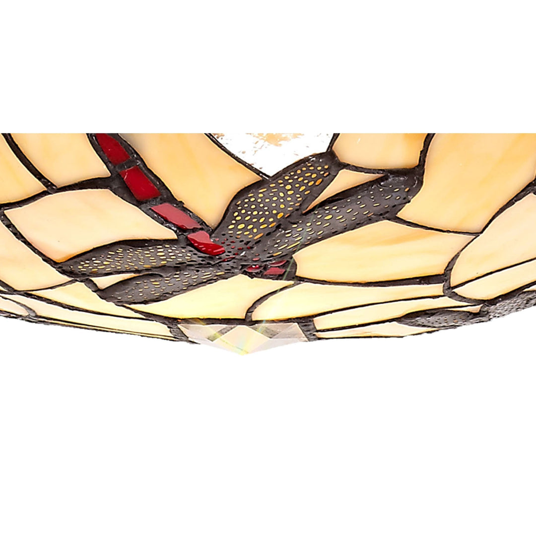 Nelson Lighting NLK01389 Oonagh 1 Light Pendant With 35cm Tiffany Shade Red/Chrome/Clear Crystal/Black