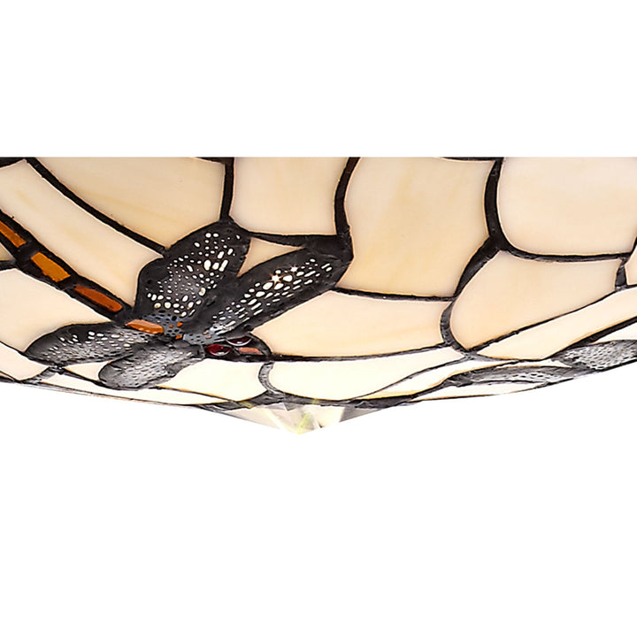 Nelson Lighting NLK01419 Oonagh 1 Light Pendant With 35cm Tiffany Shade Amber/Chrome/Clear Crystal/Black