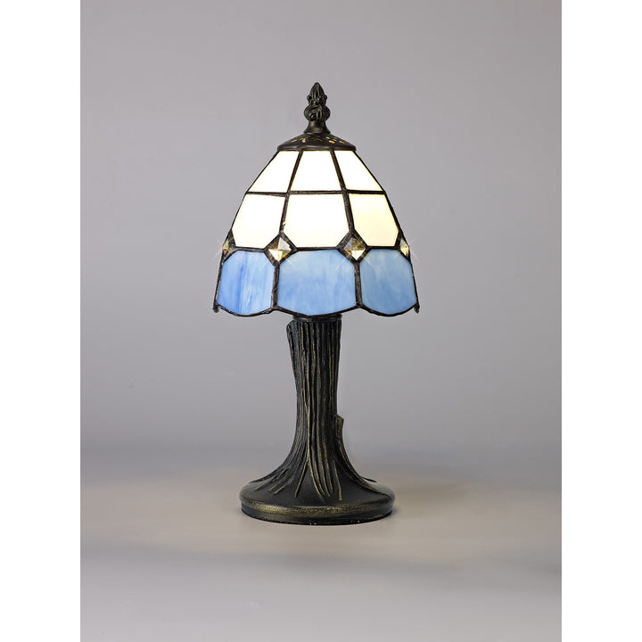 Nelson Lighting NL72169 Ole Tiffany Table Lamp 1 Light White/Blue/Clear Crystal Shade