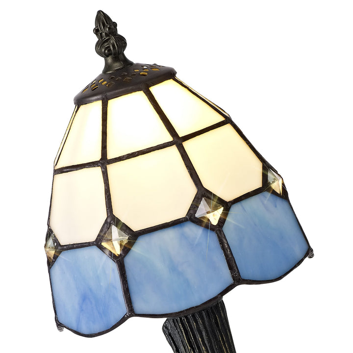 Nelson Lighting NL72169 Ole Tiffany Table Lamp 1 Light White/Blue/Clear Crystal Shade