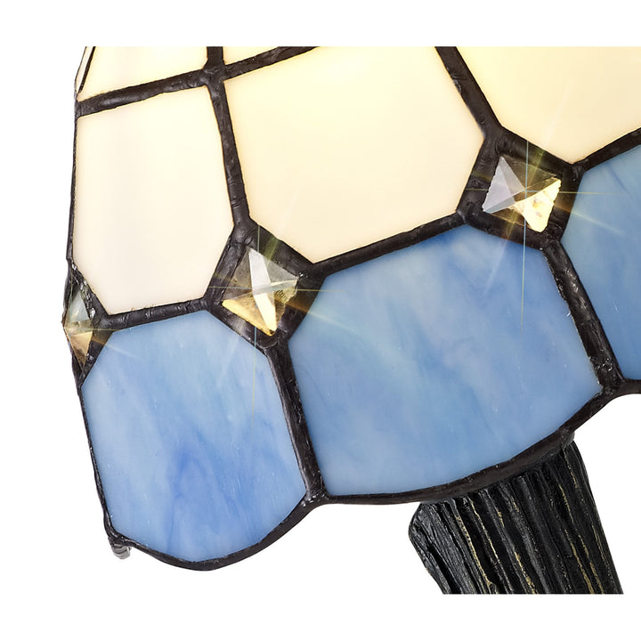 Nelson Lighting NL72169 Ole Tiffany Table Lamp 1 Light White/Blue/Clear Crystal Shade
