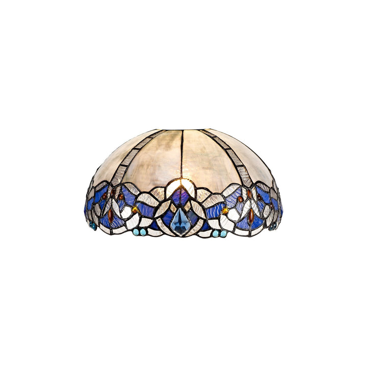 Nelson Lighting NL72749 Ossie Tiffany 30cm Non-electric Shade Suitable For Pendant/Ceiling/Table Lamp Blue/Clear Crystal