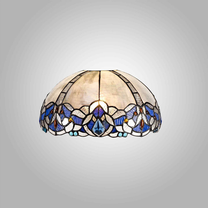 Nelson Lighting NL72749 Ossie Tiffany 30cm Non-electric Shade Suitable For Pendant/Ceiling/Table Lamp Blue/Clear Crystal